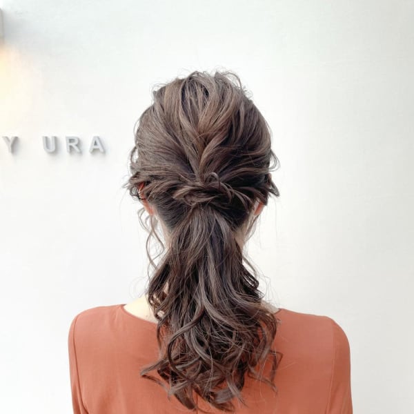 ヘアセット/ドレスヘア/結婚式/二次会/編み込み/ローポニー