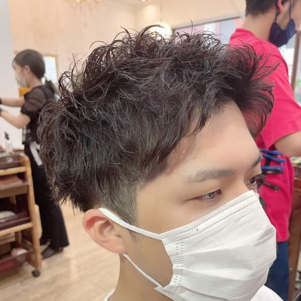 アップバング×ナチュラルパーマ