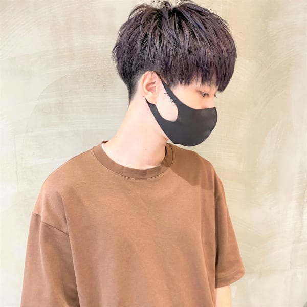 メンズ パープル ブリーチ マッシュ