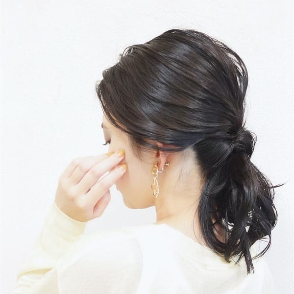 ゴム隠しパーティーポニーテール