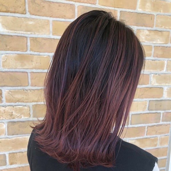 グラデーション/チェリーレッド/大人可愛い/ミディアム