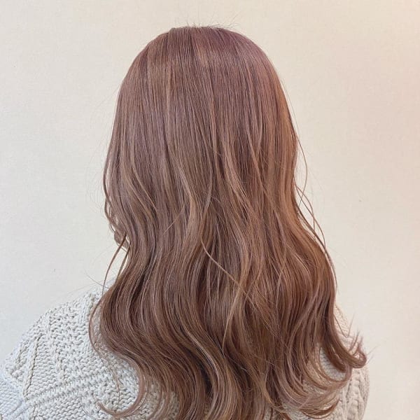 立体感カラー/ピンク/大人可愛い/セミロング/髪質改善