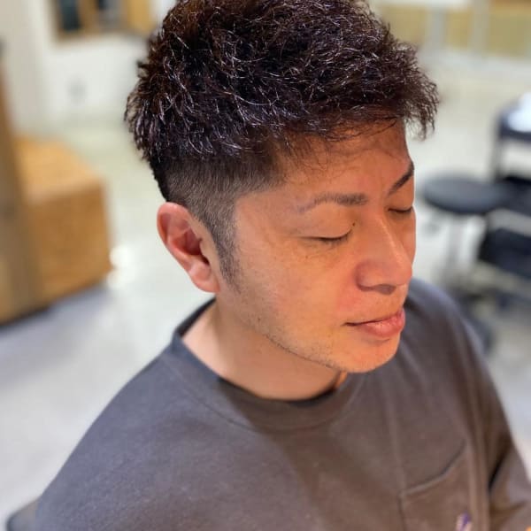 メンズパーマ×2ブロック