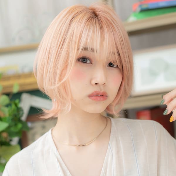 韓国風ネオウルフハイトーンカラー外ハネボブ エアストレート