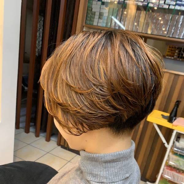 大人かわいい/ショート/40代50代60代/小顔/丸み/暖色