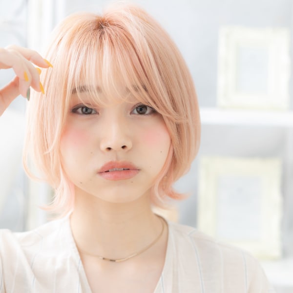 韓国風ネオウルフハイトーンカラー外ハネボブ ミニボブ