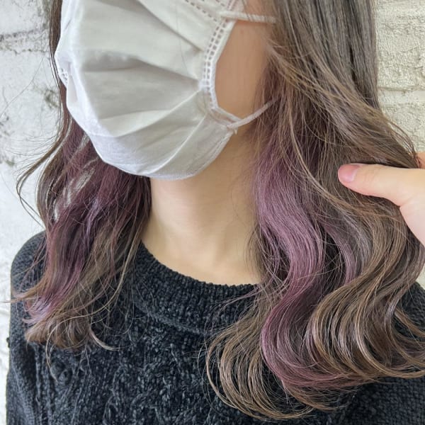 ピンクパープルイヤリングカラー9046