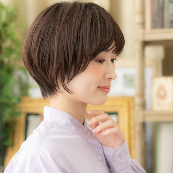 バレイヤージュナチュラルマッシュショート ヌーディーカラー