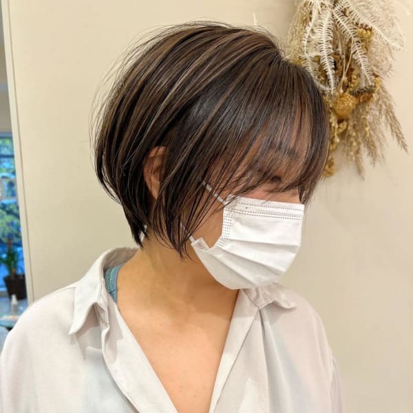 肌映えハイライト×シフォンショート