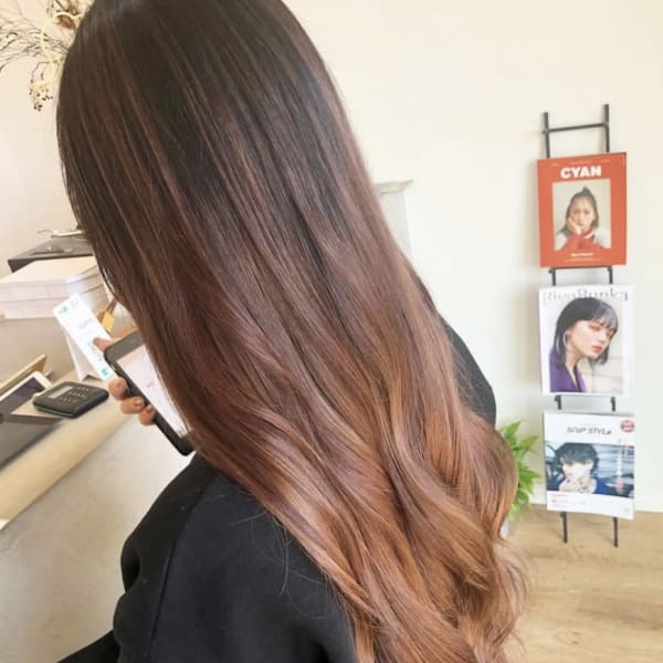 ブリーチバレイヤージュピンクベージュ髪質改善トリートメント