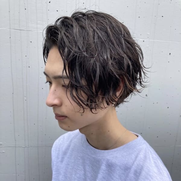 波巻きウェーブ/サイドパート/ツーブロック