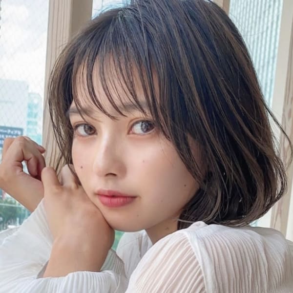大人ボブの透明感シースルーバング