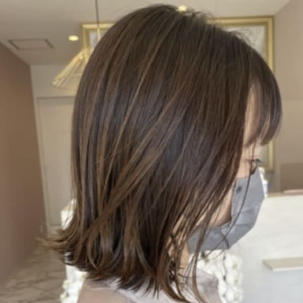 リュドール　小林　小顔ミディアム外ハネレイヤーボブ|全席個室型美容室 Rue D'or 可児店
