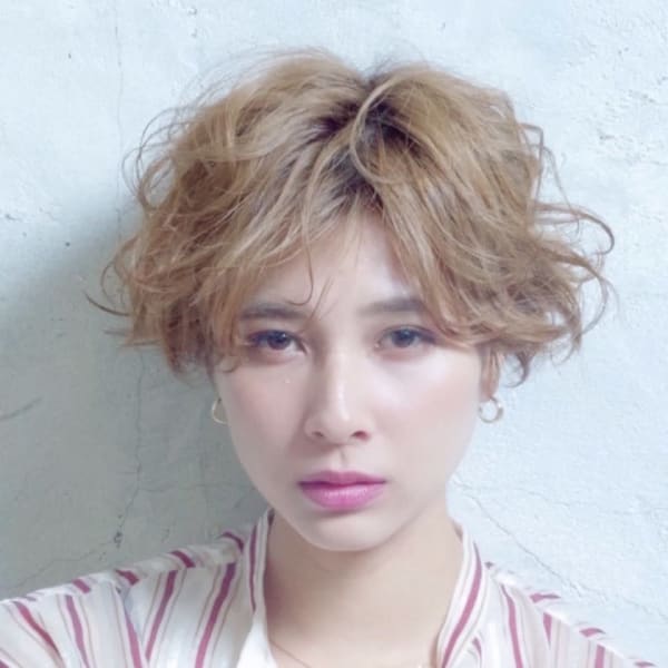 透明感カラー&ショートボブパーマ