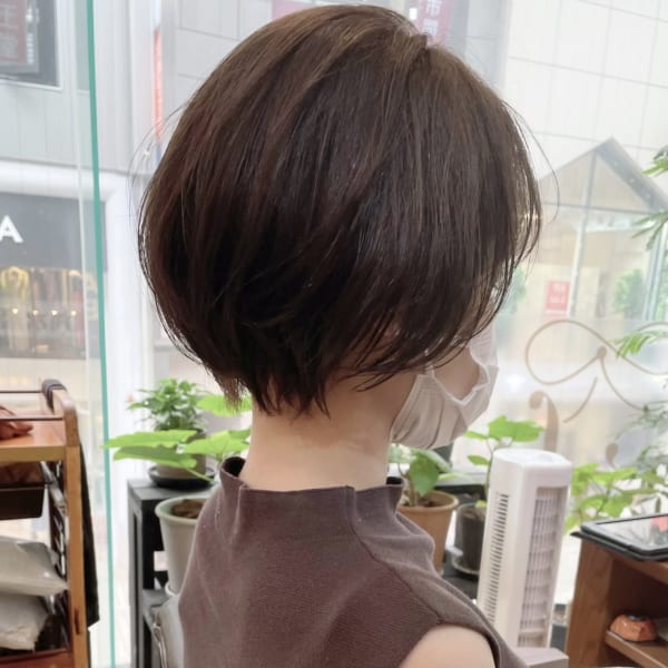 【丸み可愛いショート×縮毛矯正】