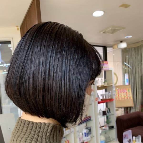 丸み/ミニボブ/大人かわいい/小顔/黒髪/20代30代40代