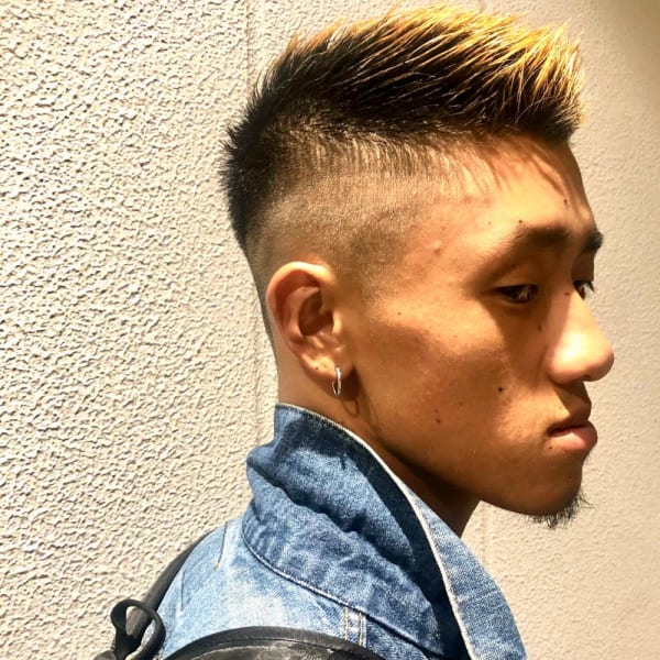 短髪メンズフェード×デザインブリーチ