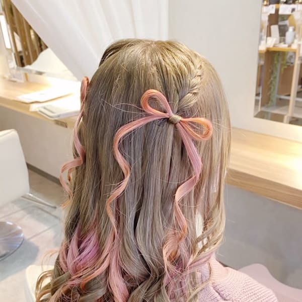 リボンアレンジハーフツイン