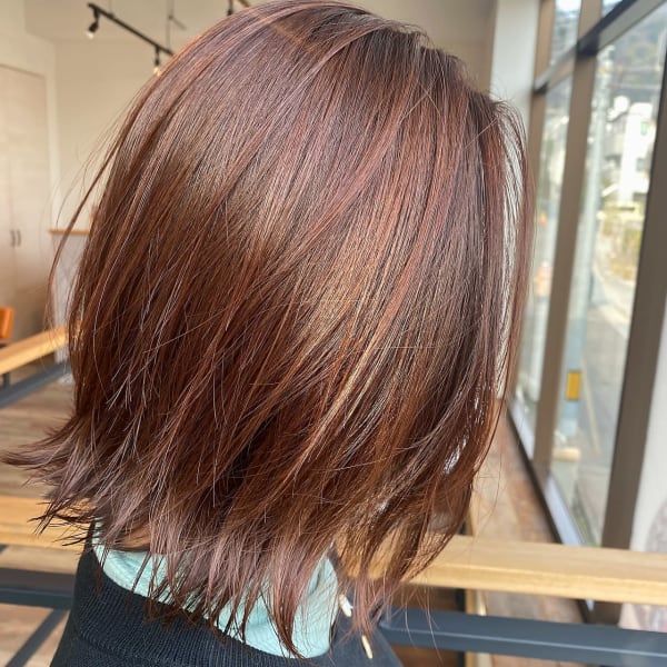 黒髪/ボブルフ/ネビージュ/小顔/ワンレン/水戸/髪質改善/