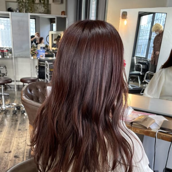 ラズベリーピンクブラウン・ロングウェーブ