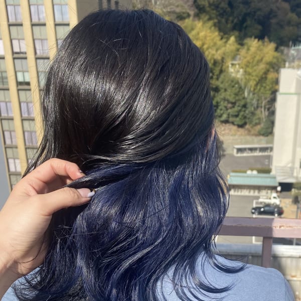 【インナーカラー】ネイビーブルー