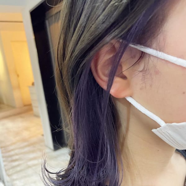 ラベンダー×イヤリングカラー　インナーカラー