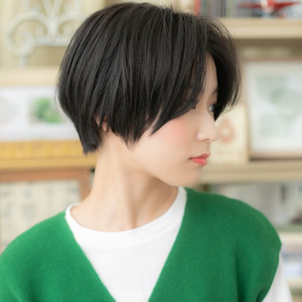 センターパート小顔ミニボブショートマッシュ ボブショート
