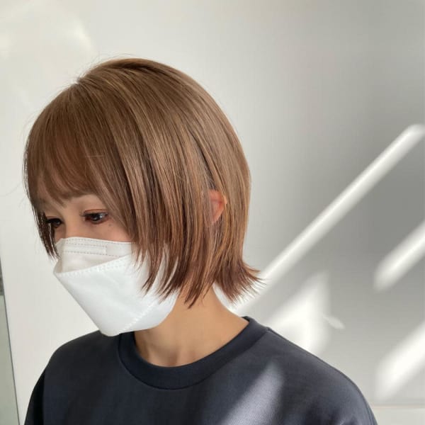 【SKY涌波】ボブルフ　ミルクティーベージュ
