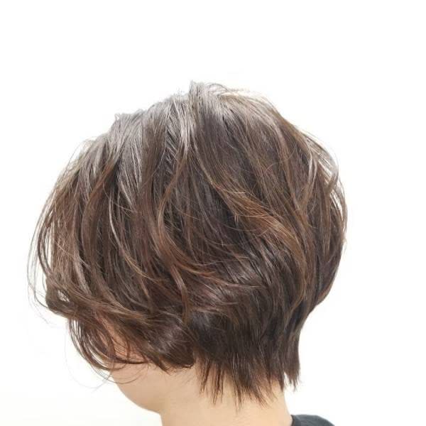 小顔ショート/無造作パーマ/耳掛け/デジパ/40代50代60