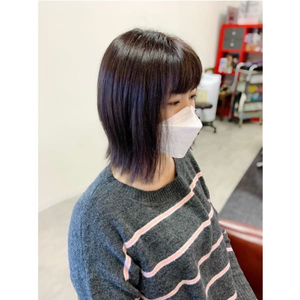 ボブ×ダークバイオレットカラー