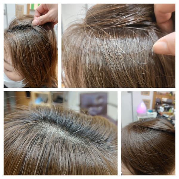 自然なハイライト効果で白髪もなじむカラー☆