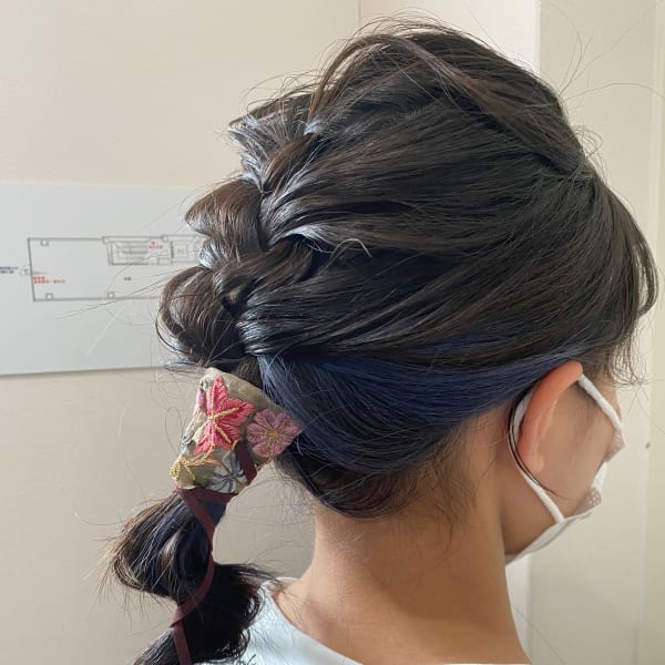 インナーカラー/イヤリングカラー/ブルーグレー/天神/大名