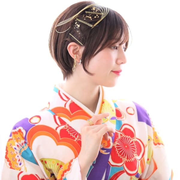 ショートアレンジ / 卒業式 / 成人式 / 水引 /金箔ヘ