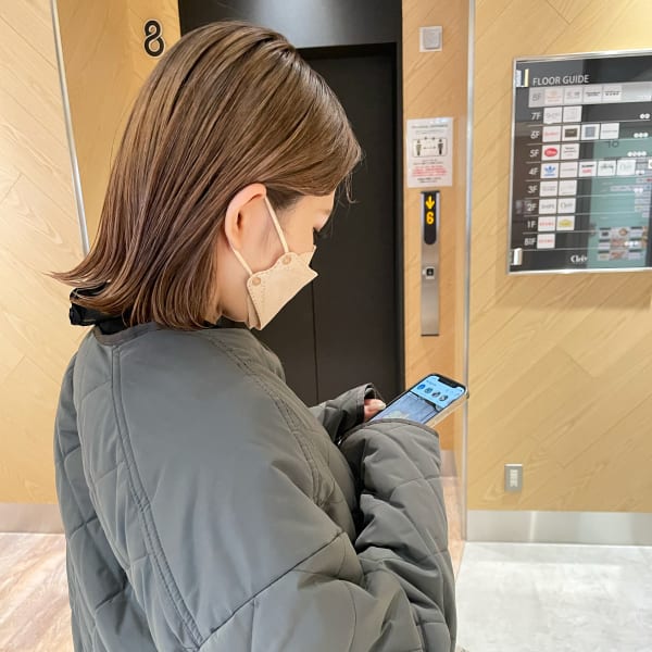 ☆結べるボブ 切りっぱなし ベージュカラー 三宮美容室 神戸