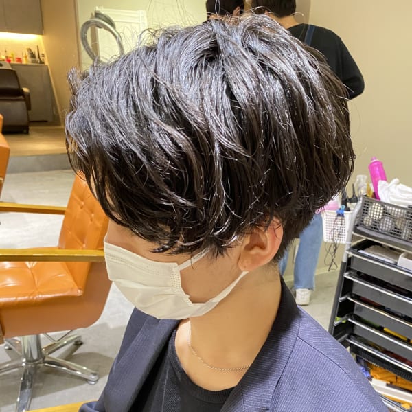 センターパートパーマ