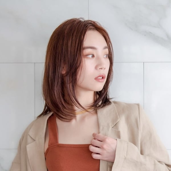 【AUBE HAIR】ラベンダーグレージュ_ラフウェーブミデ|AUBE HAIR chemin by EEM【川口店】