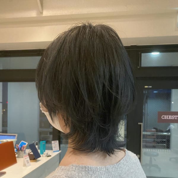 【CHESTER】アッシュブラック ウルフ ショートウルフ