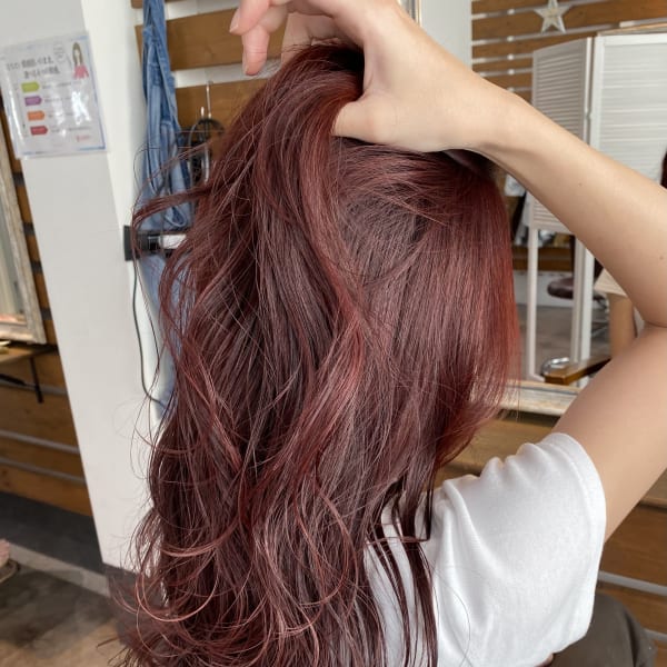 レッドブラウン/ハイライト/韓国ヘア/髪質改善/天神/大名