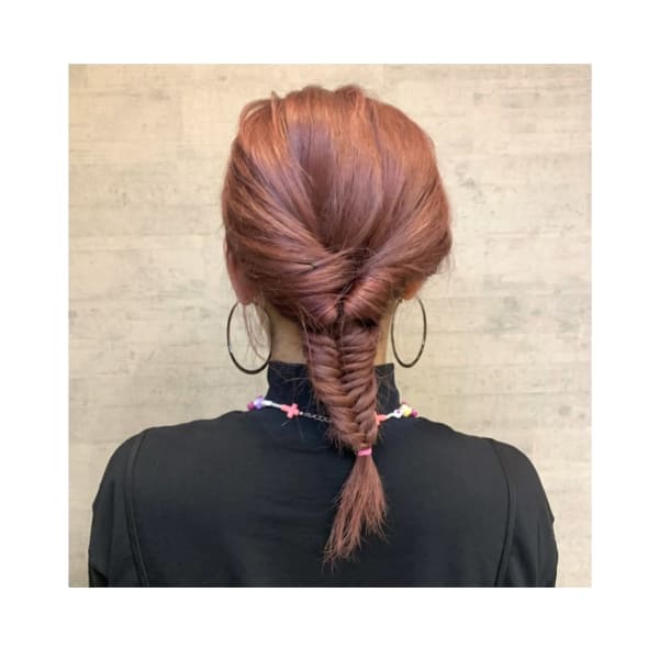 ベビーピンクx編み込みアレンジ