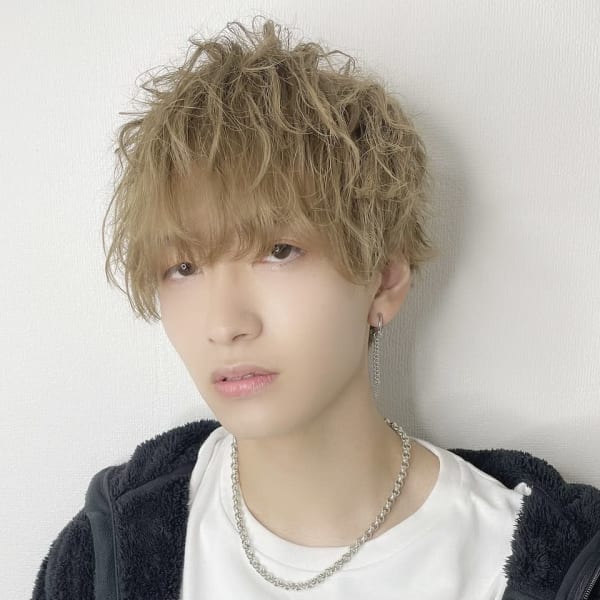 無造作ウェーブ/ハイトーン/メンズ