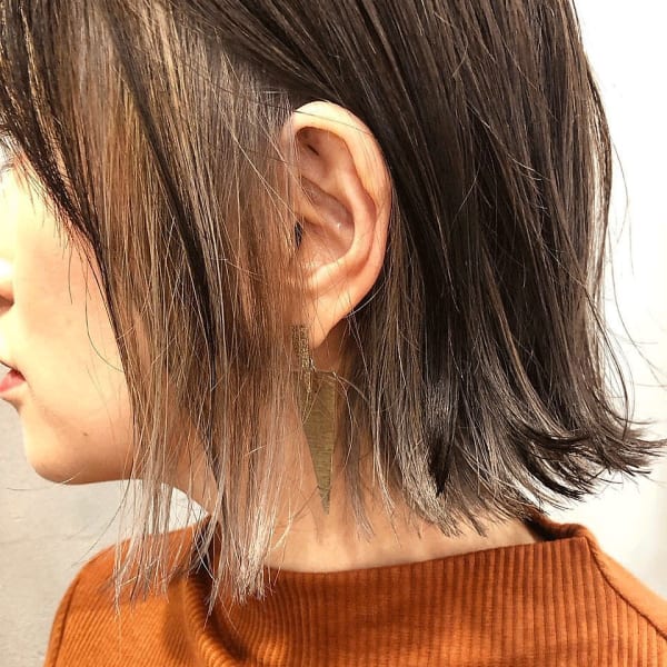 20代30代大人可愛い♪赤み消しイヤリングカラー耳掛けボブ