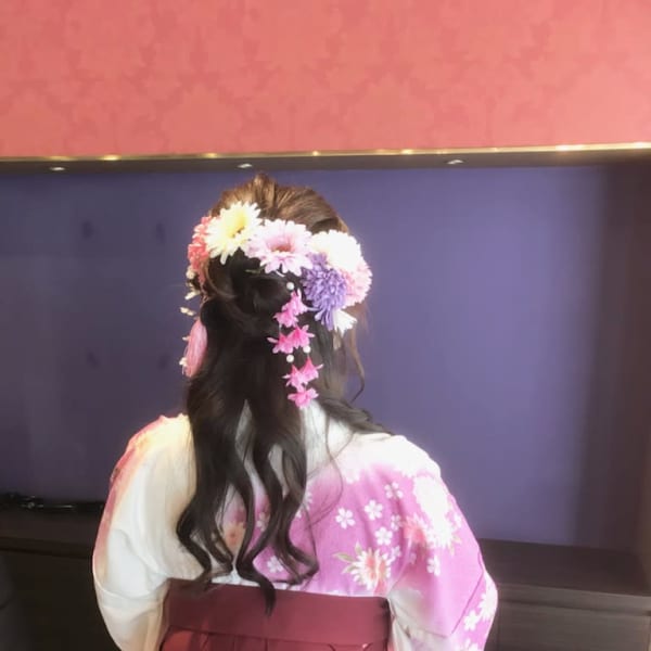 卒業式　ロングハーフアップスタイル