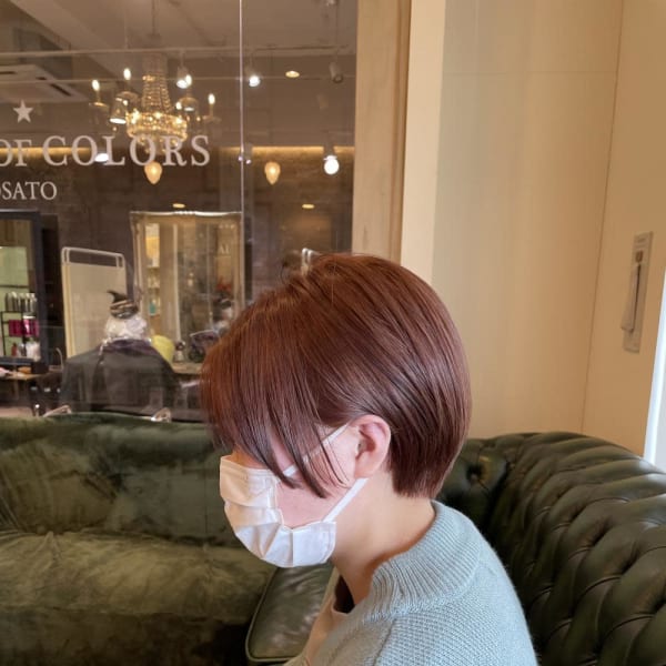 オレンジブラウン×マッシュショート