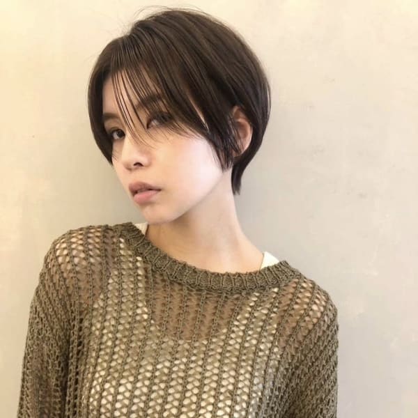 丸みボブ ひし型ショート ココアブラウン
