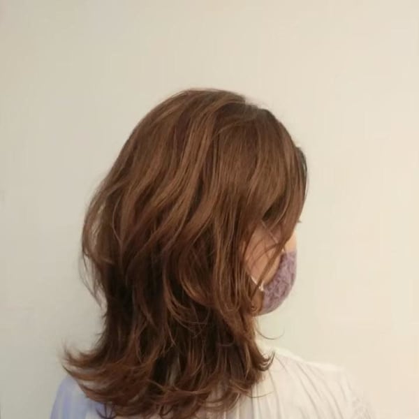 20代30代ナチュラルくびれボブ毛先パーマ肩ラインモテ髪