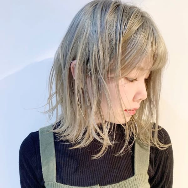 ワンレングスヘルシーヘア×デニムカラー