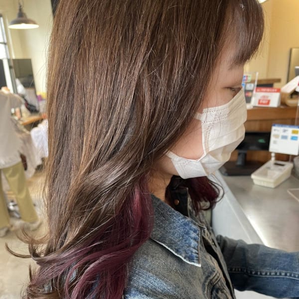 くすみベージュ×パープルピンク