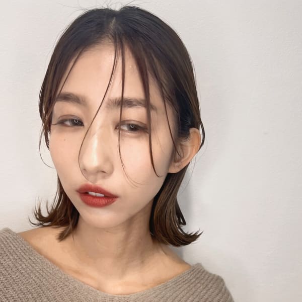 シースルーバングブラウンカラー