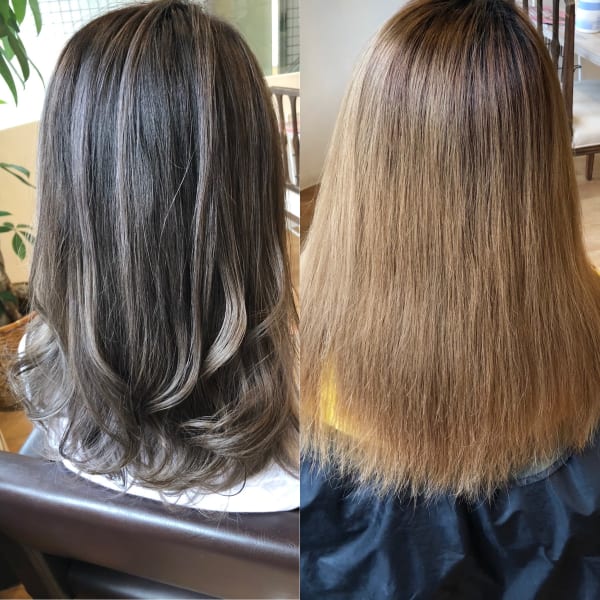 酸熱縮毛矯正カットカラー/バレイヤージュ