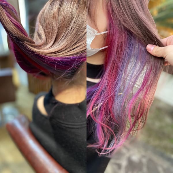 10代20代★個性派★ミックスインナーカラー|美髪・髪質改善arose荒尾店